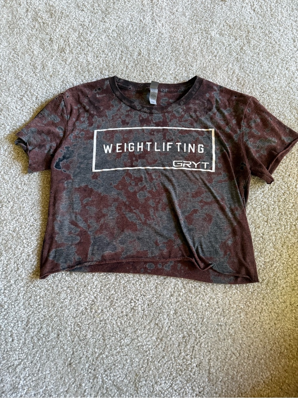 Next Level Apparel Weightlifting Cropped Tee - Maroon & Charcoal Gray